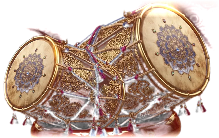 A gold-embellished dhol